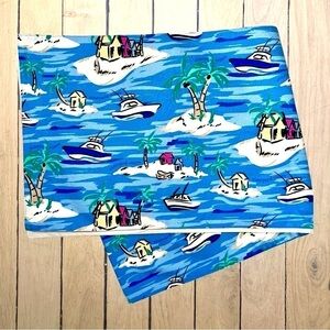 VINEYARD VINES Target Blue Island Palm Tree Boat Beach Spring Scene Table Runner